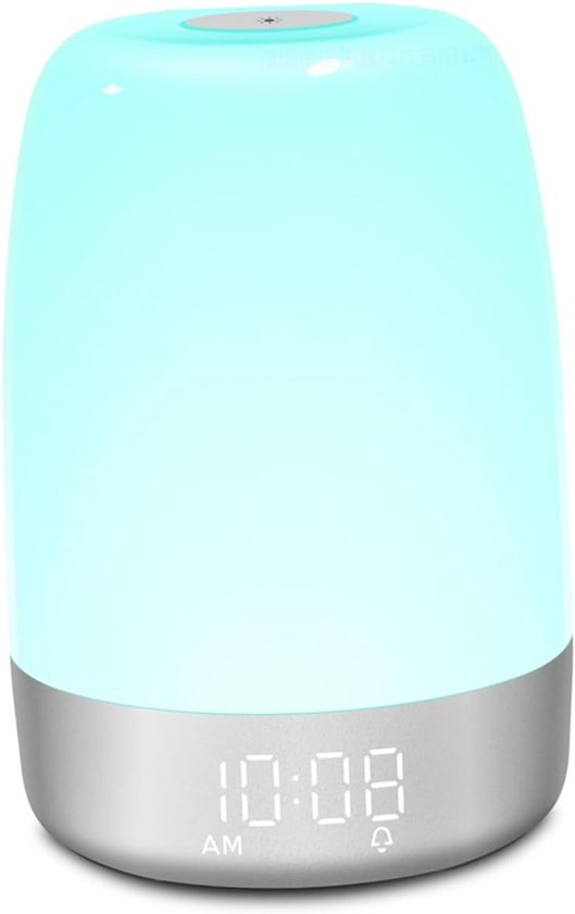 Wekker met Licht - Nachtlamp Tafel - Rustig Wakker Worden - Simuleert Zonsopgang - 15 cm - Wit — afbeelding 5
