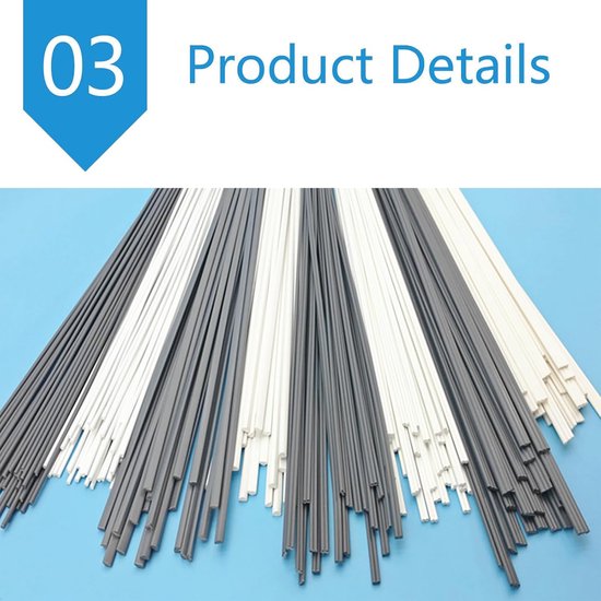 Kunststof Lasstaven - UPVC Lassen - Meubel Restauratie - Hoge Temperatuur Stabiliteit - 2.5mm - Wit — afbeelding 4