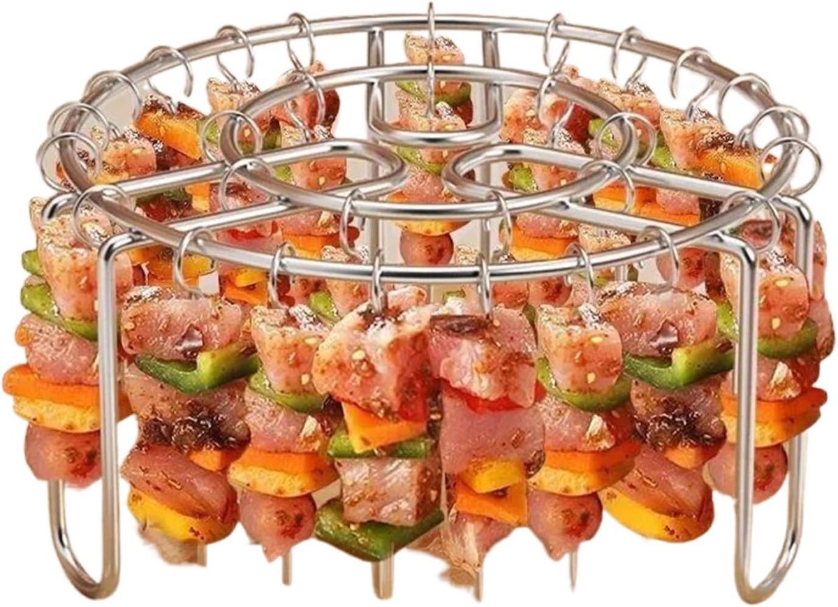 Airfryer Rekken - Spiesenrek Grill - Buiten Koken - Hittebestendig RVS - 165x95 cm - Zilver