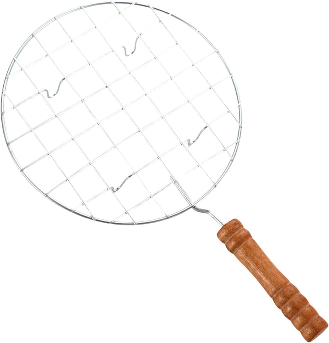 Draad Roaster Stand Grill Net Tool Keuken Bakken Koken Anti-Brandwonden Handvat 19cm Diameter Houten Handvat