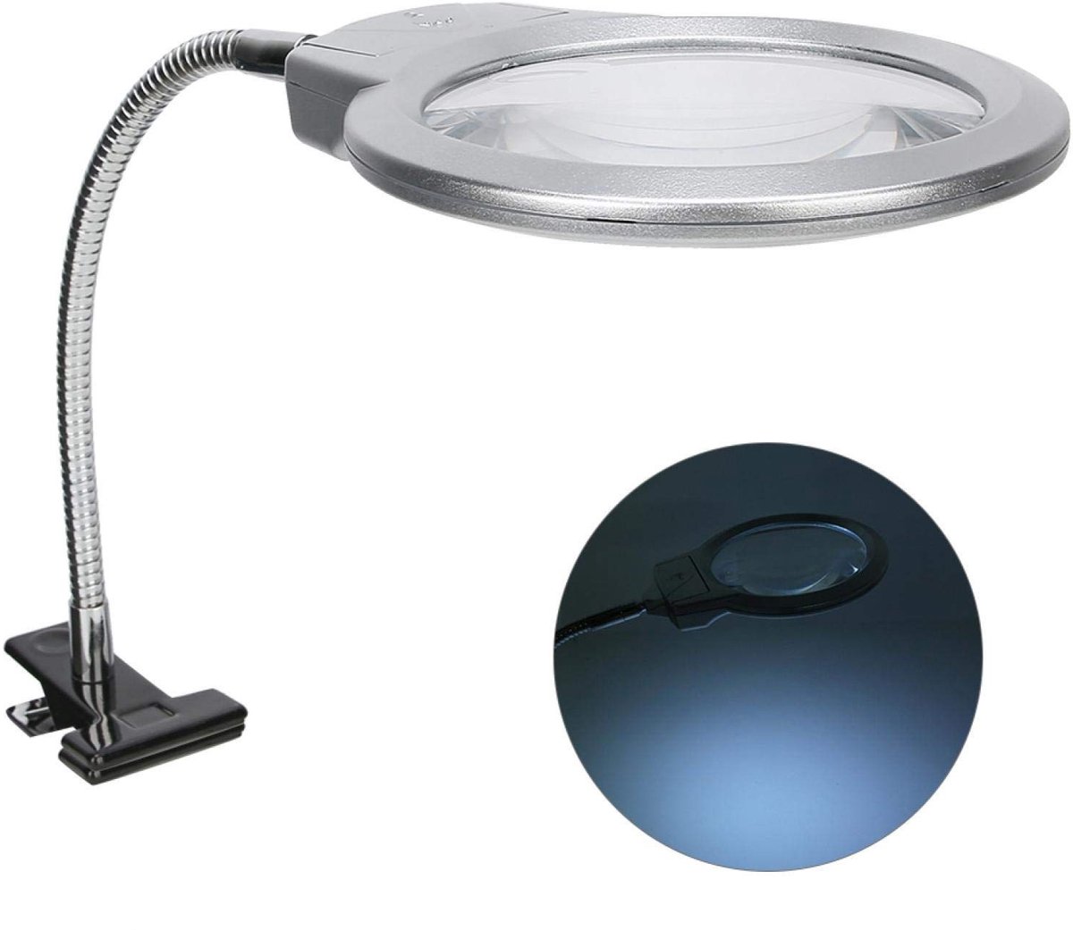 Cosensi - Dailygoods - Dailygoody - Duurzaam vergrootglaslicht - Vergrootglasklem - LED-verlichting - Handzaam formaat - Perfect voor lezen - Ideaal voor hobbyisten en ouderen