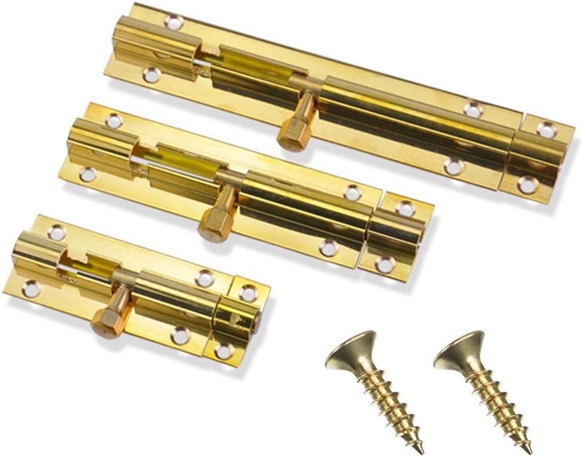 Set van 2 Messing Deursloten met Schroeven voor Badkamer en Toilet - 4 Inch Veiligheidsoplossing