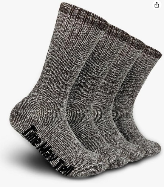 Time May Tell Merino Wollen Wandelsokken Heren – Thermo Hiking Cushion Crew Sokken Winter – Warm Outdoor Boot Socks 2-Pack (Bruin, Maat 42-46)