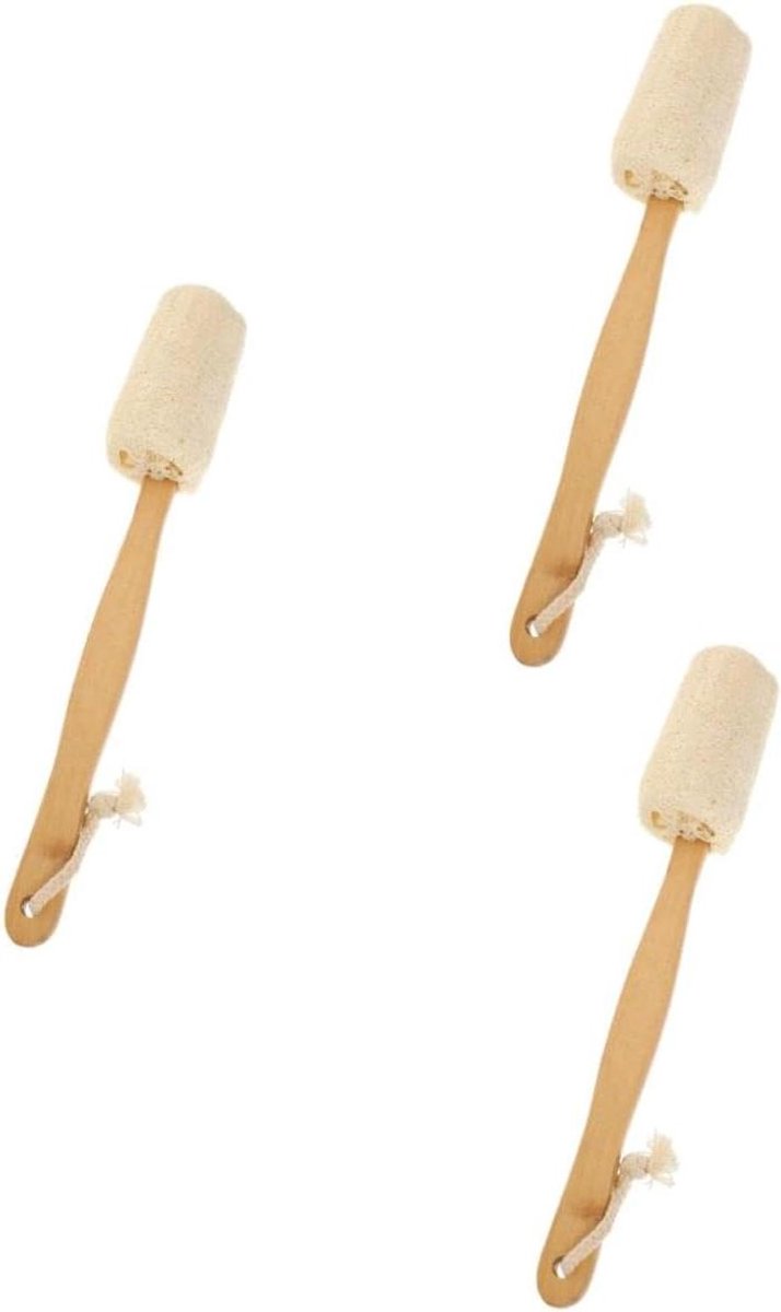 Douche Borstel - Lange Handgreep - Lichaam Reinigen - Set van 3 - 34.5 cm - Beige