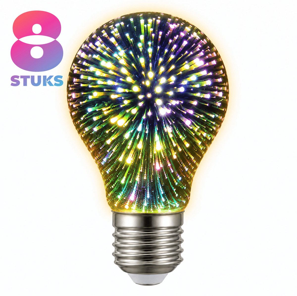 8x Peertje Led-lamp E27 - 4W - Warm Wit Licht (2700K) - 300 lm - 30 jaar - Dimbaar - Vuurwerk Effect