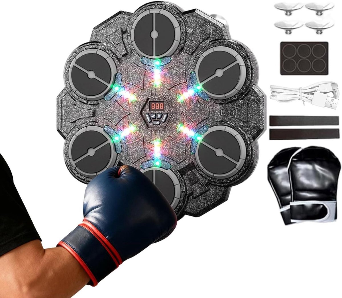 Muziek Boksmachine - Fitness Apparaat - Interactieve Training - 9 Snelheidsstanden - 34 cm Breed - Zwart
