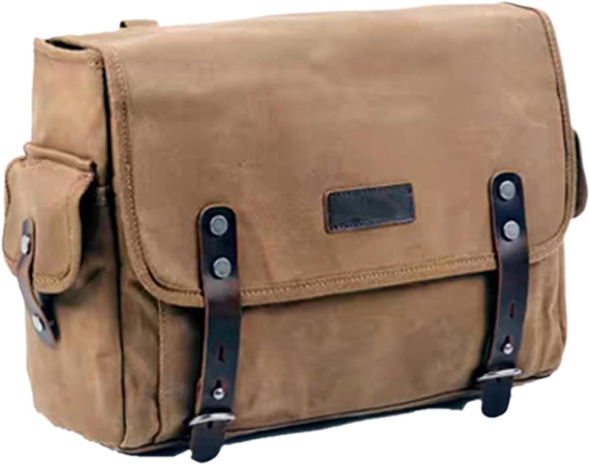 Motor zadeltassen - Zijtas bagage - Motor reizen - Waterdicht canvas - 35 x 10 x 25 cm - Kaki