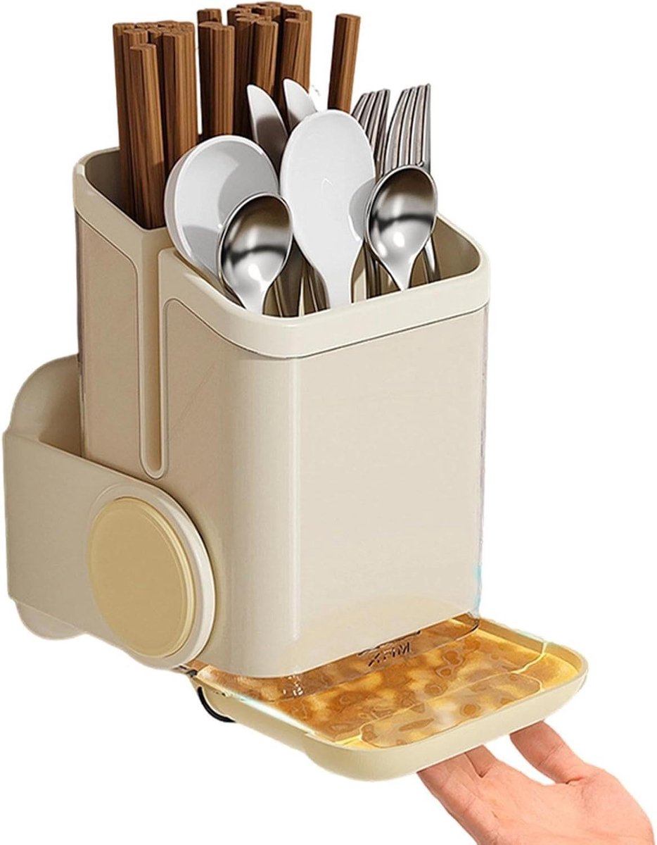 Keuken Organizer - Bestekhouder Muur - Keuken Opbergen - Flexibele Hoekplaatsing - 21H cm - Geel