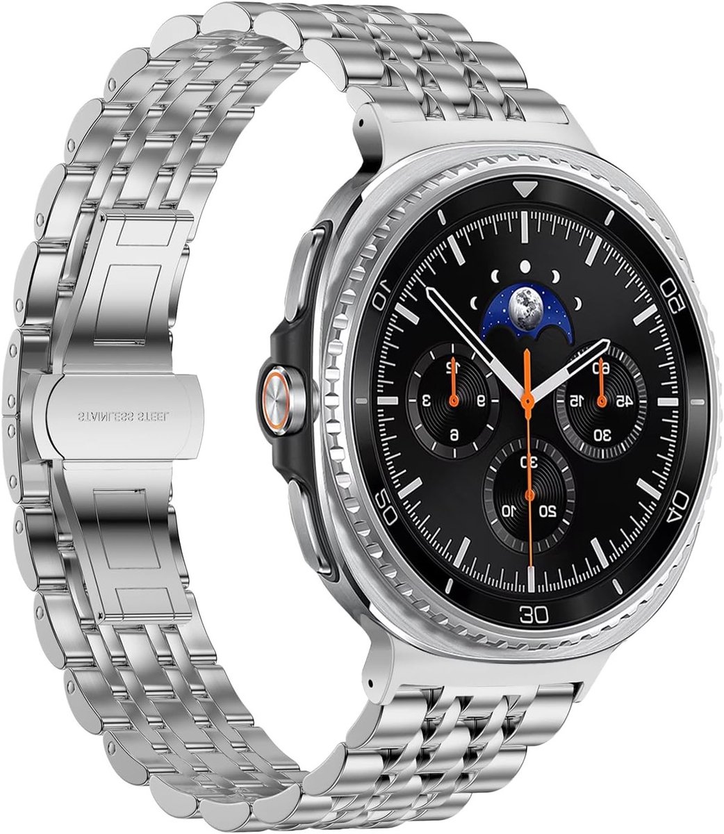 Stijlvolle RVS vervangarmband voor Galaxy Watch 8 en 8 Classic - Verstelbare metalen horlogeband voor 40 mm, 44 mm en 46 mm modellen