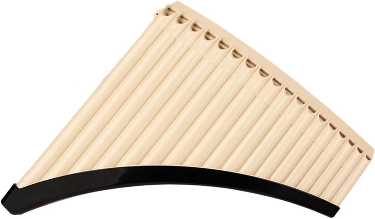 Panfluit - Gebogen pijpen - Muziek maken - C majeur toon - 18 pijpen - Beige