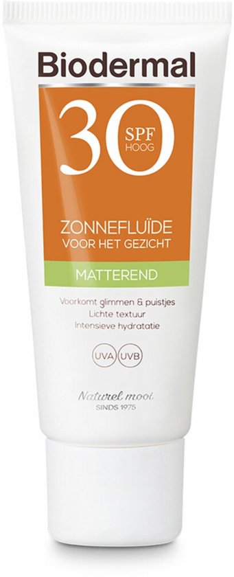 Biodermal Zonnebrand - Matterende Zonnefluïde voor het gezicht SPF 30