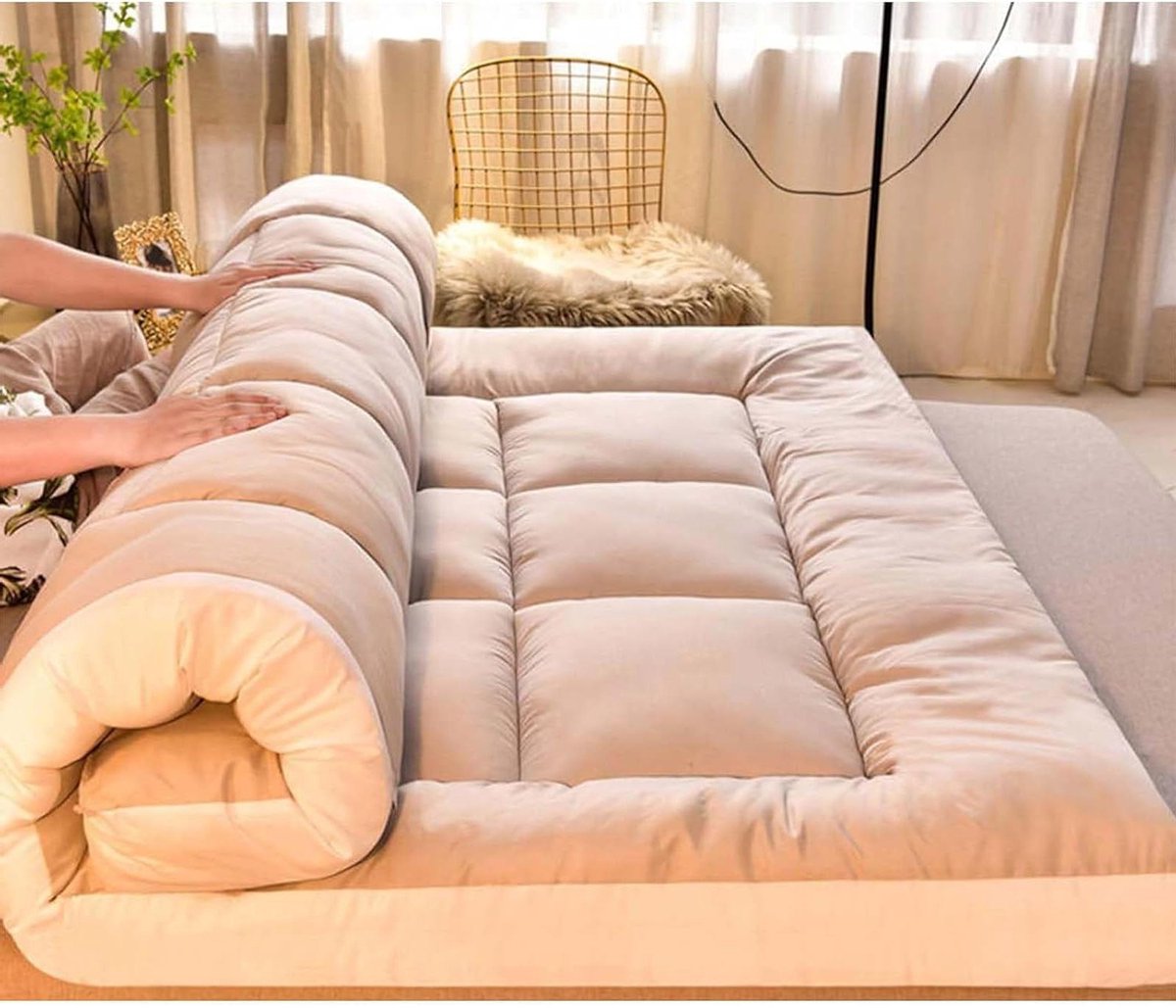 Japanse futonmatras - Opvouwbaar slaapkussen - Kamperen en logeren - Ergonomisch ontwerp - 90 x 200 cm - Niet gespecificeerd