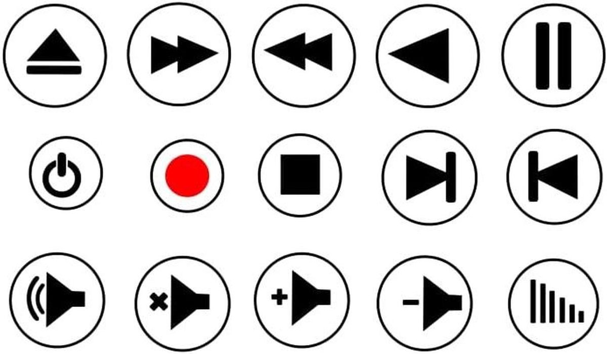 Symbool Stickers - Apparaat Knoppen - Apparaat Bediening - Transparante Folie - 5 mm - Rood