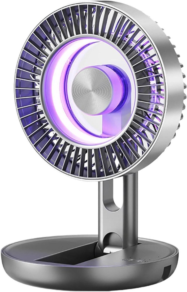 Kleine Bureauventilator - Stille Ventilator - Werkplek Koelen - 5 Snelheden Instelbaar - 8.8 x 18.1 x 8.8 cm - Grijs
