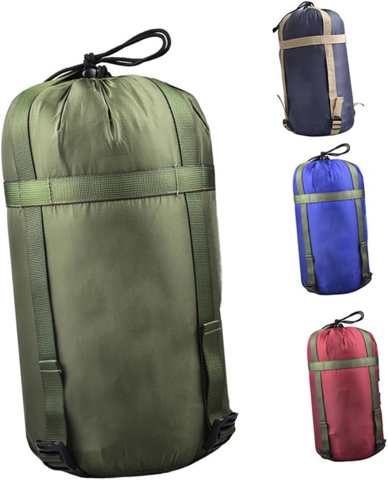 Outdoor Slaapzak Compressiezak Militaire Groene Quilt Opbergzakken Duurzaam met Verstevigde Naden Verstelbare Compressieriemen Lichtgewicht voor Wandelen Kamperen Backpacken — afbeelding 3