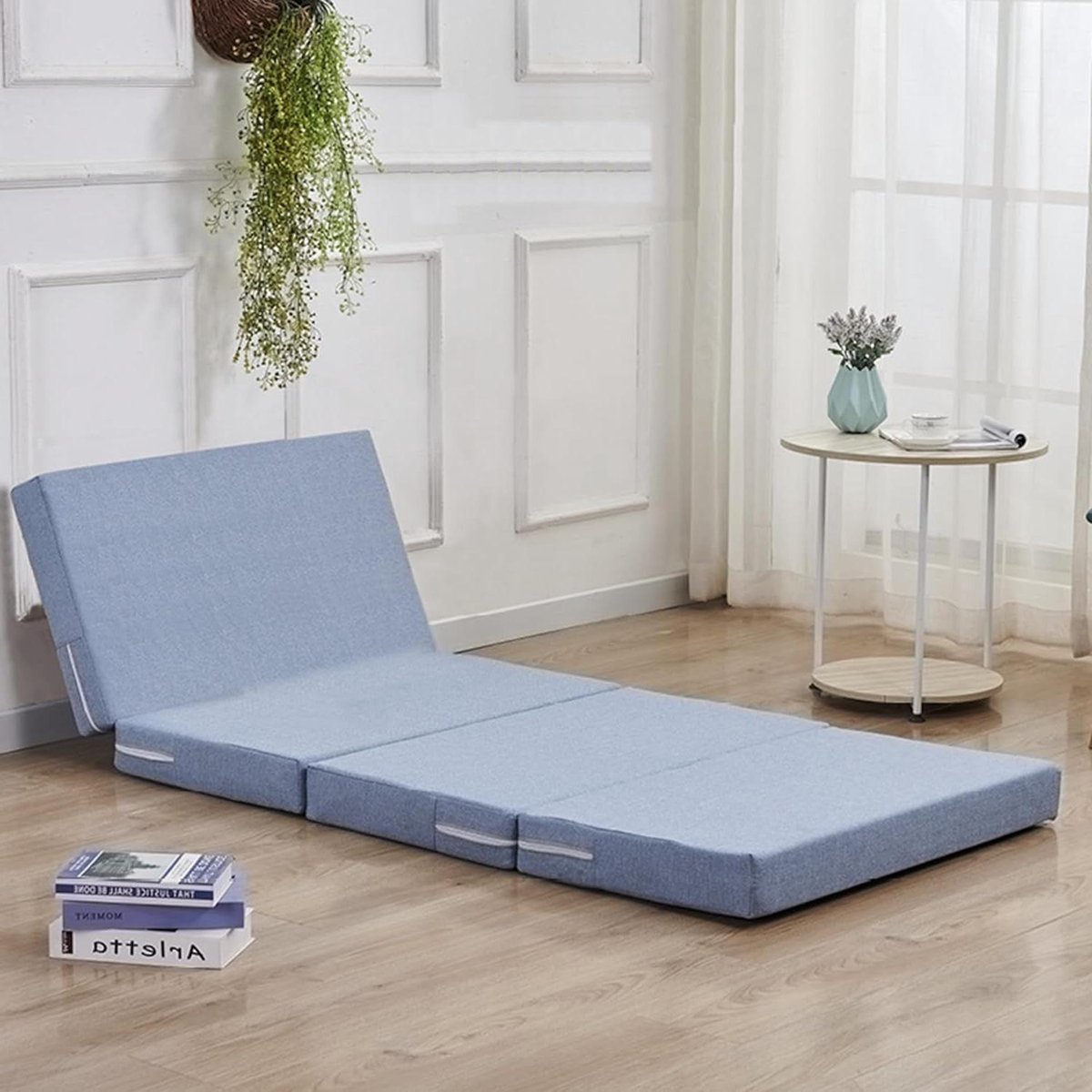 Opvouwbare Matras - Gastenmatras Vouwbed - Kamperen en Logeren - Afneembare Hoes - 200x70x5cm - Blauw