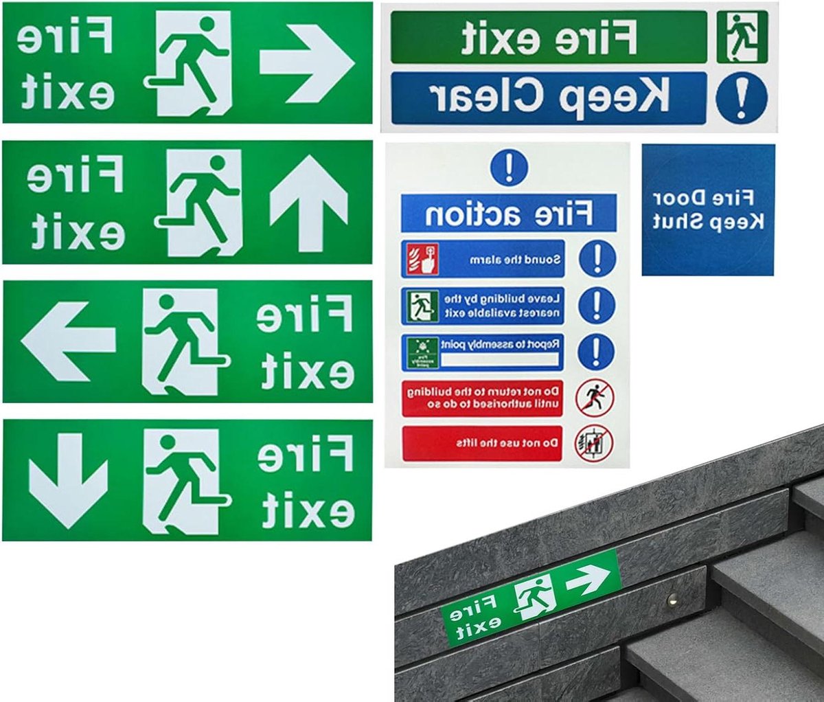 Branduitgang Sticker - Veiligheidsteken - Noodsituatie Navigatie - Weerbestendig Aluminium - 30x40cm - Rood Wit