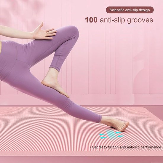 Dikke Yogamat - Fitnessmat Pilates - Thuis Sporten - 15mm Schokabsorberend - 185x61cm - Roze — afbeelding 4