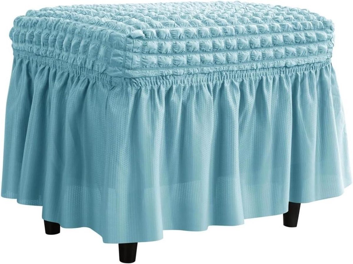 Ottomaanse hoezen - Voetenbankbeschermer - Meubels beschermen - Met ruches rok - 60-100 cm - Lichtblauw