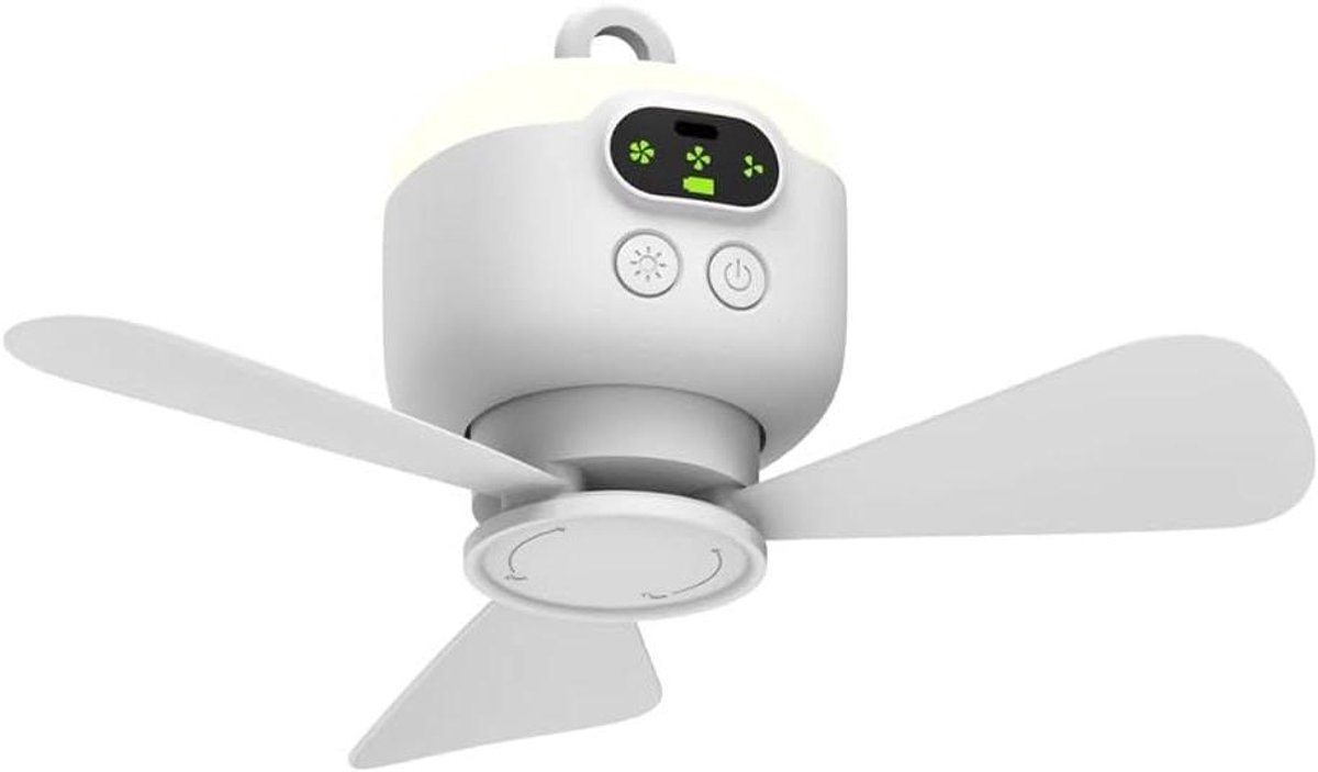 Draagbare Plafondventilator - Kampeer Ventilator - Buiten Ontspannen - Afstandsbediening - 16.5 cm - Wit