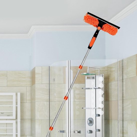 Verlengbare Plafondstofdoek - Spinnenweb Reiniger - Hoge Oppervlakken Reinigen - Flexibel Telescoopsysteem - Tot 6 Meter - Oranje — afbeelding 4