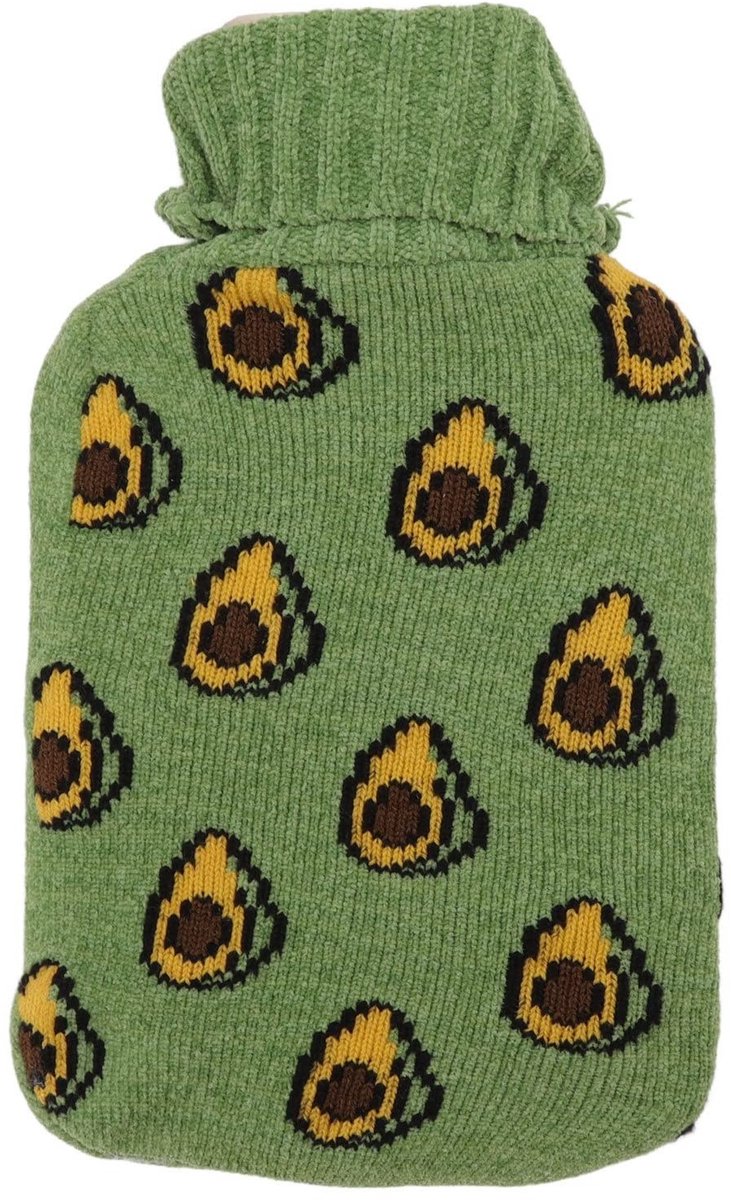 Dailygoods - Dailygoody - Warmteflacon - Warmwaterkruik - Draagbaar en licht - Avocado kleur - Wasbaar - Voor kinderen en volwassenen - 2000 ml
