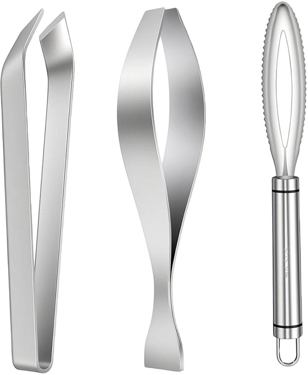 Dailygoods - Set van 3 Visschubbenverwijderaars van Roestvrij Staal
