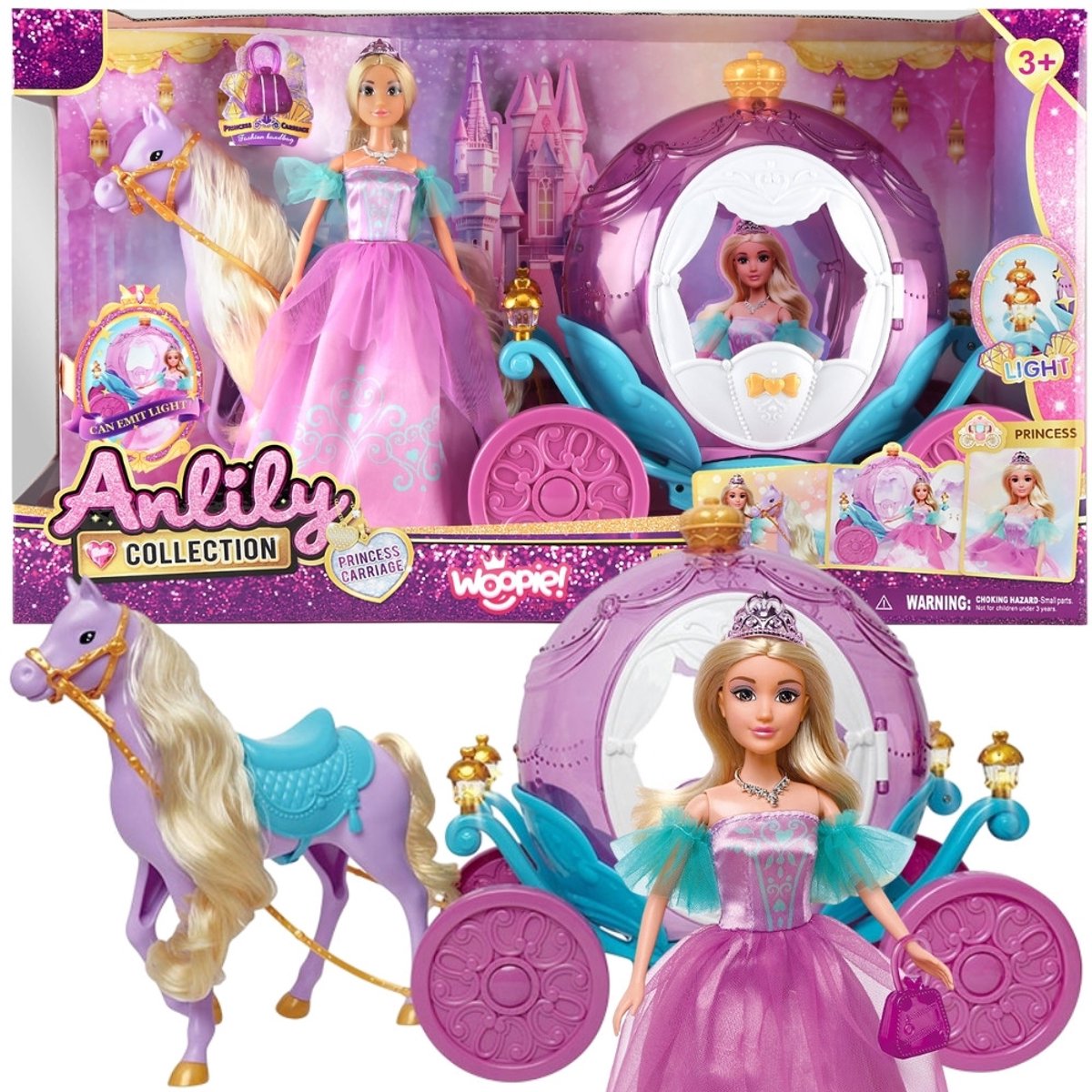 Woopie Royal Princess Lily Doll And Magic Carriage Accessories - UNI
