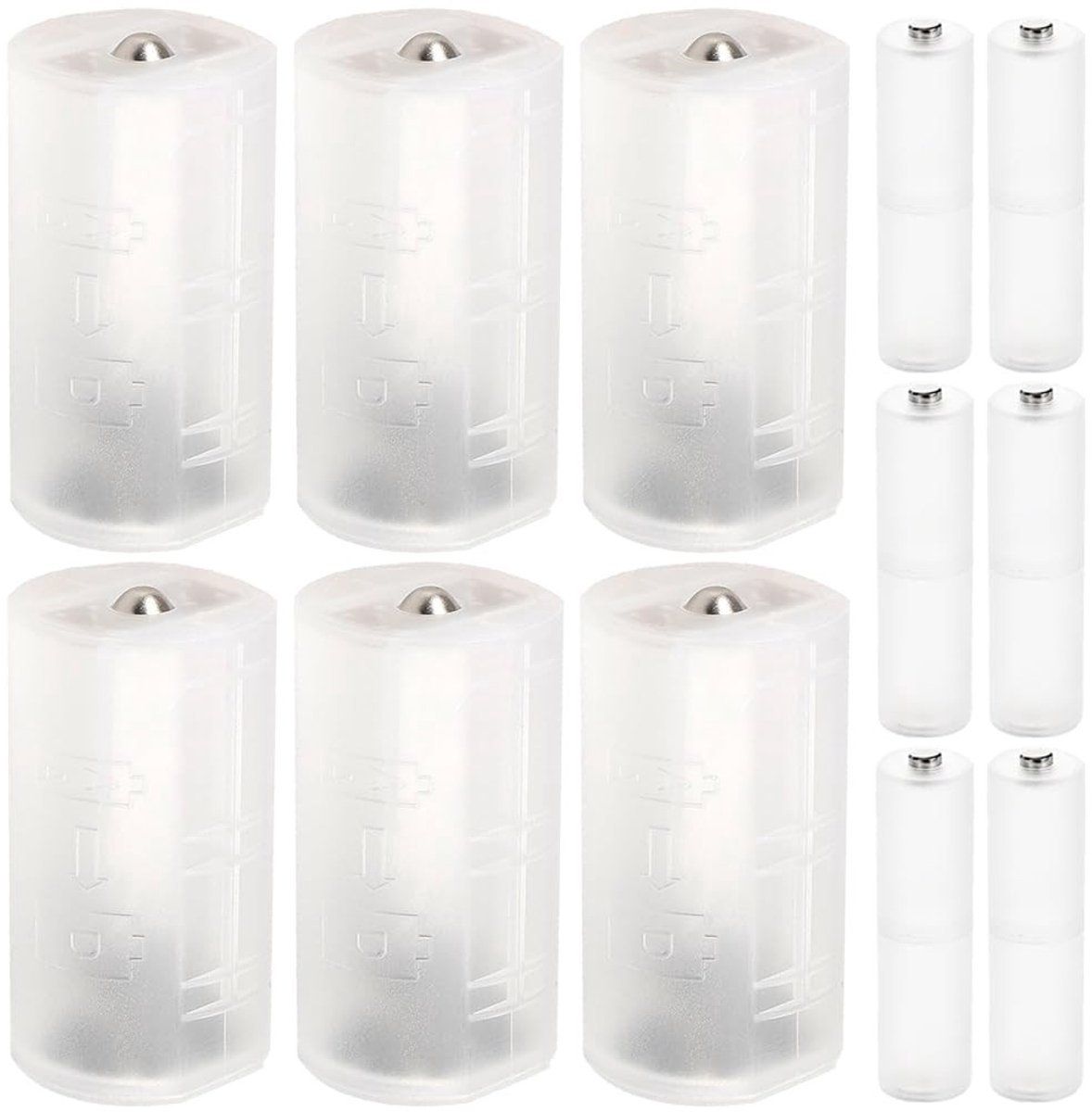 Dailygoods - 6-Pack AA naar D Batterijconverter en AAA naar AA Adapter