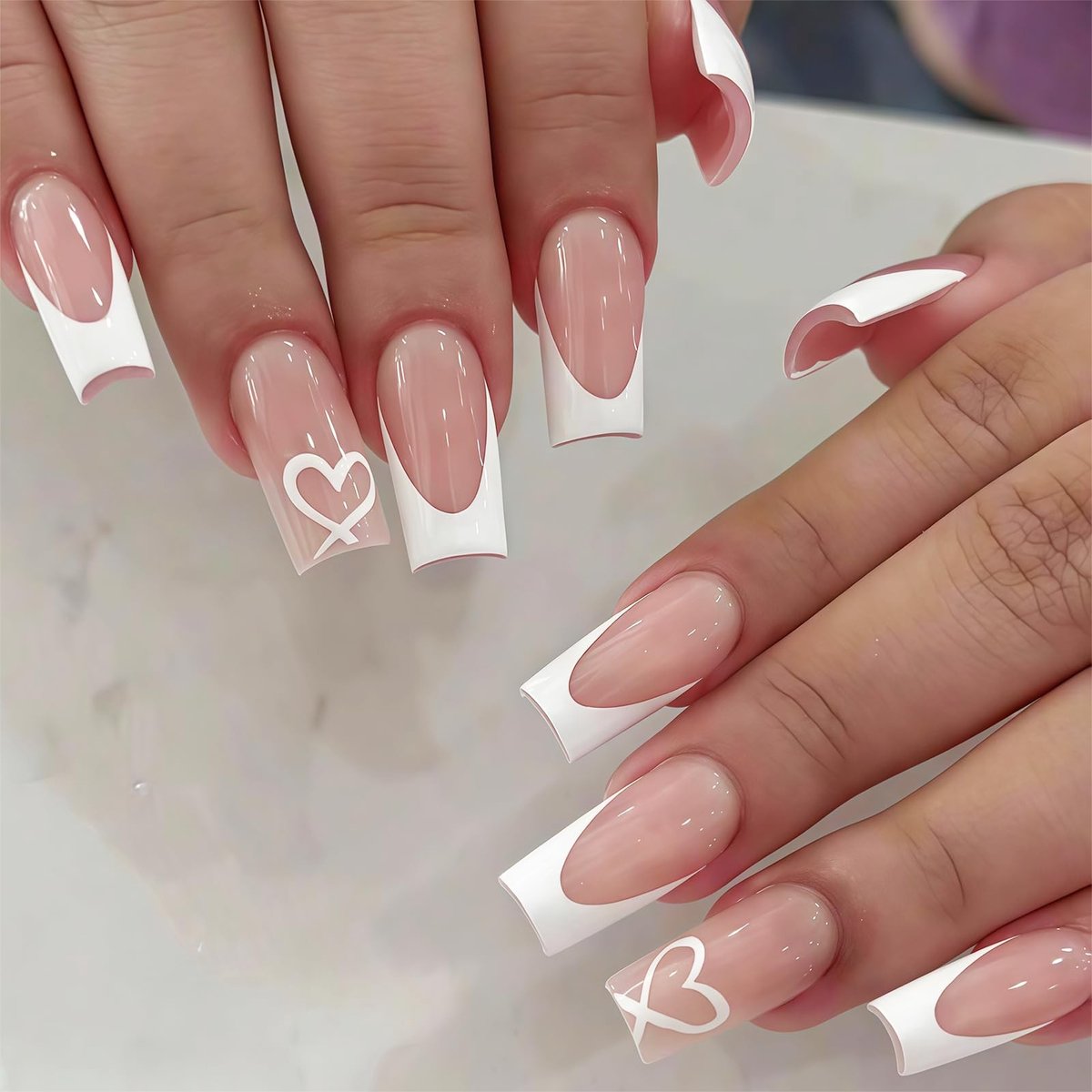 Dailygoods - 24 Stuks Witte French Tip Press-On Nagels