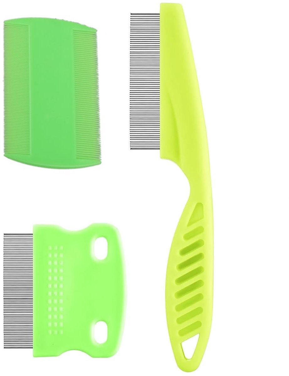 Dailygoods - Set van 3 Dubbelzijdige Luizenkammen van Roestvrij Staal