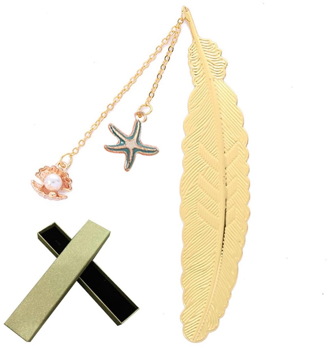 Dailygoods - Vintage Bladwijzer met Veervorm en Hanger voor Boekenliefhebbers