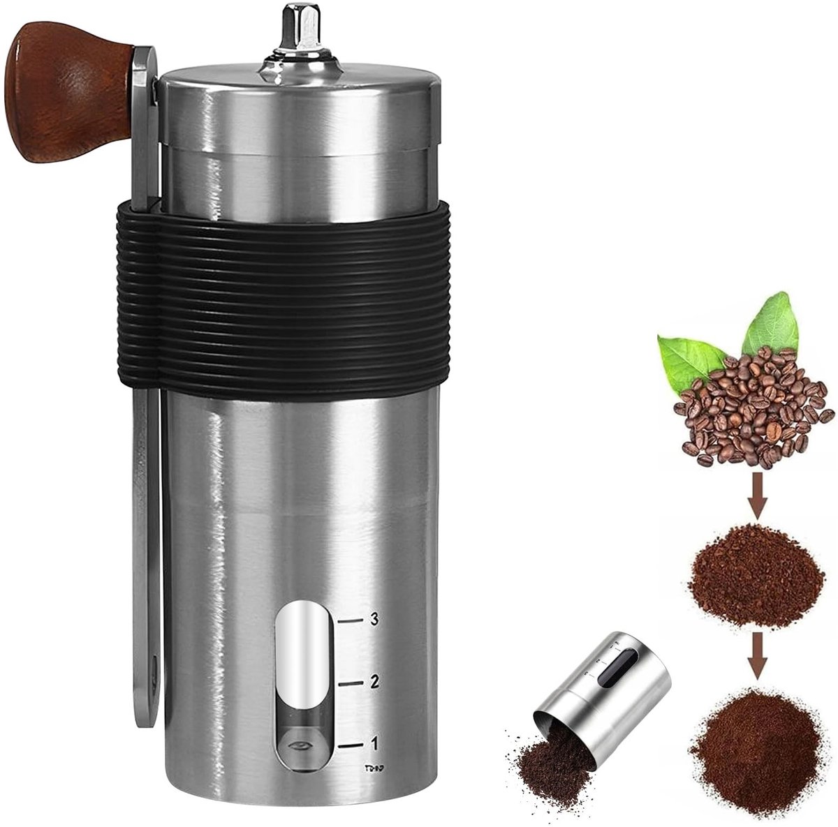 Dailygoods - Handmatige Koffiemolen met Keramisch Maalwerk en Verstelbare Instelling