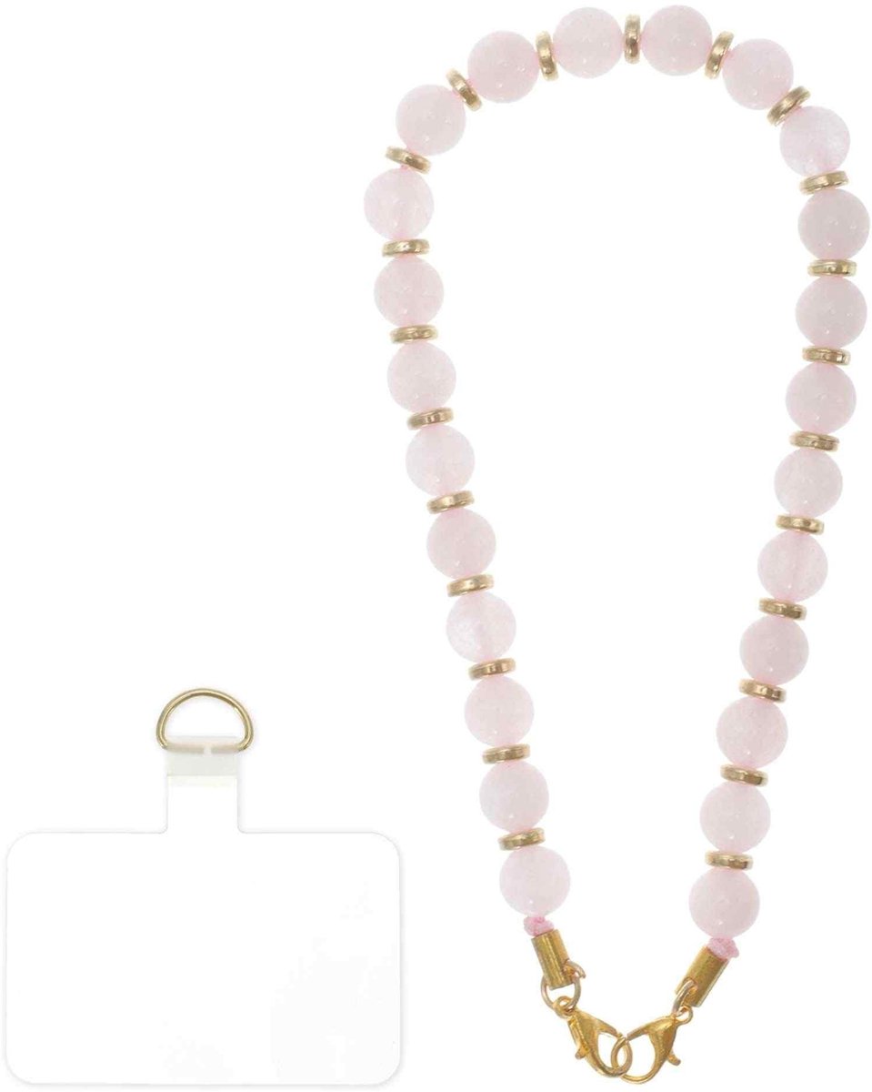 Dailygoods - Mobiele Telefoonketting met Kralen, Universeel, Roze