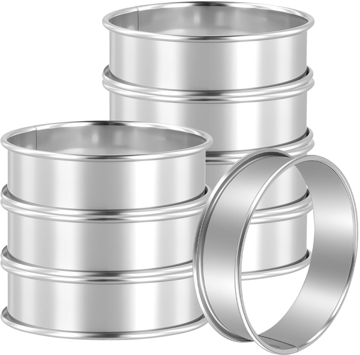 Dailygoods - 8 Stuks Roestvrijstalen Bakringen voor Crumpets en Muffins