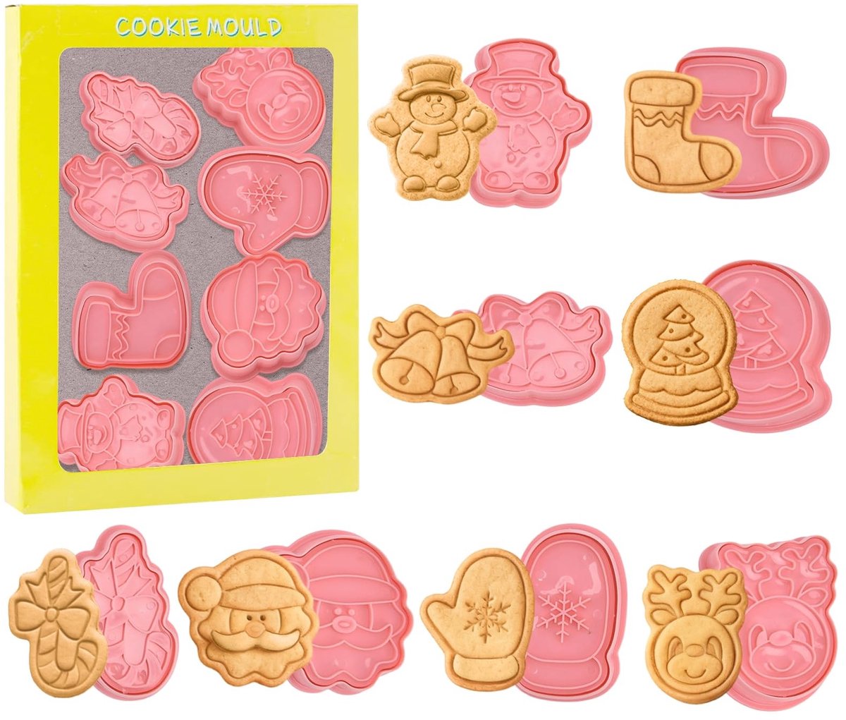 Dailygoods - Set van 8 Kerstkoeksnijders in Feestelijke Vormen
