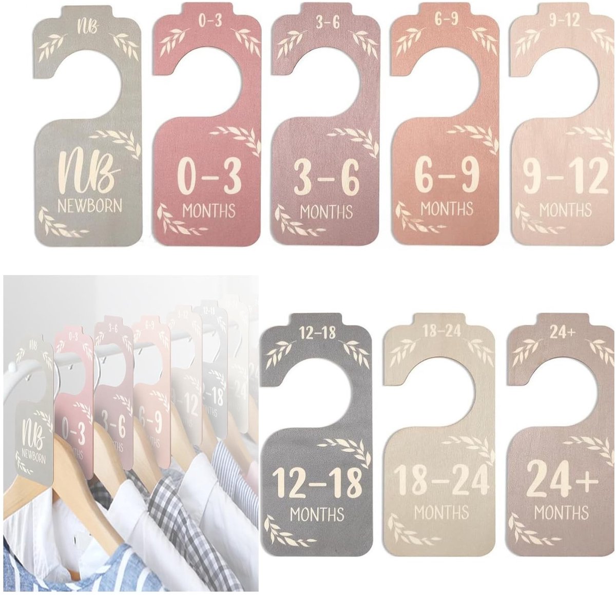Dailygoods - 8 Stuks Baby Maatverdelers voor Kledingstang 0-24 Maanden
