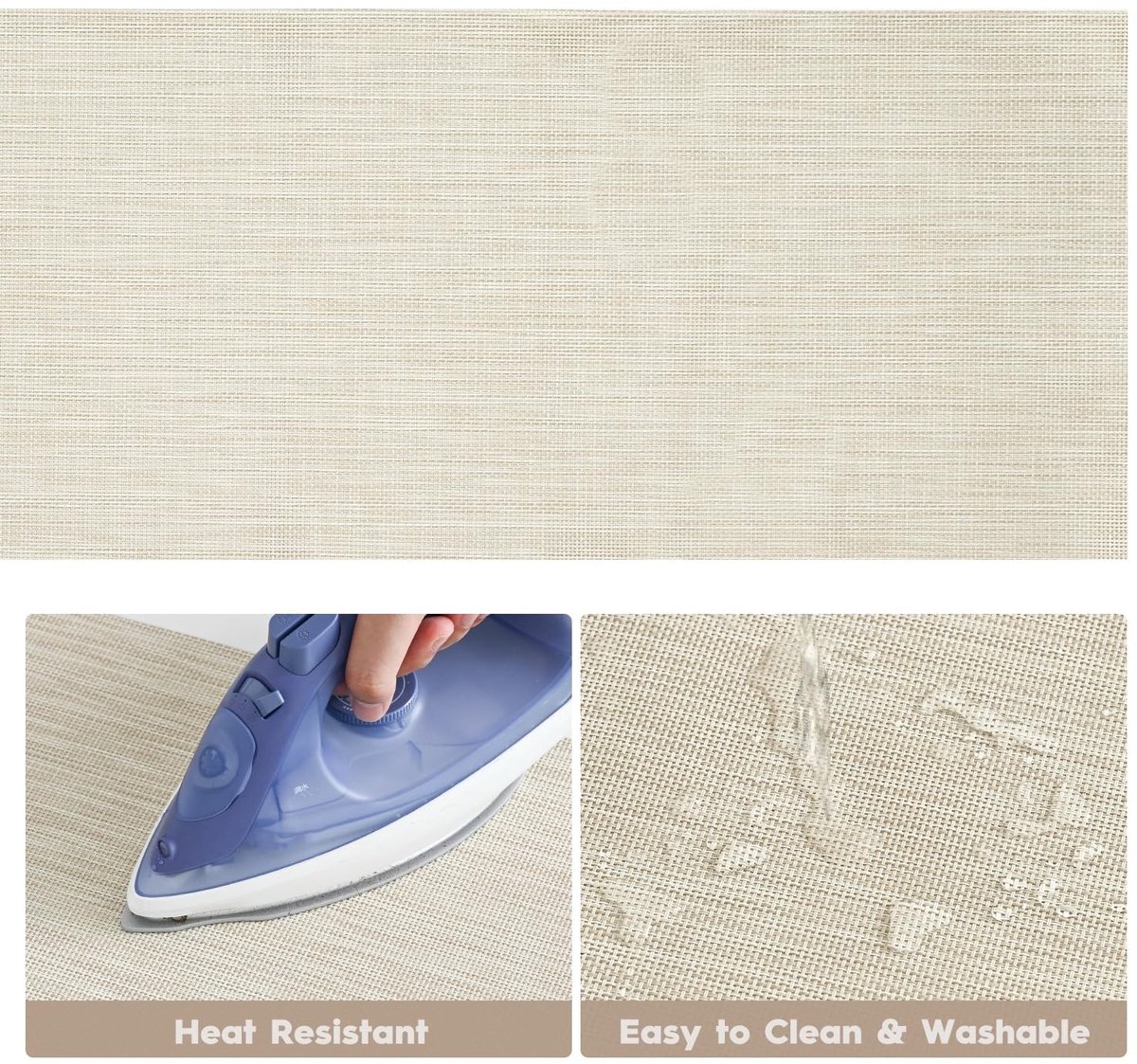 Dailygoods - Wasbare PVC Tafelloper Beige 30 x 153 cm Vlekbestendig