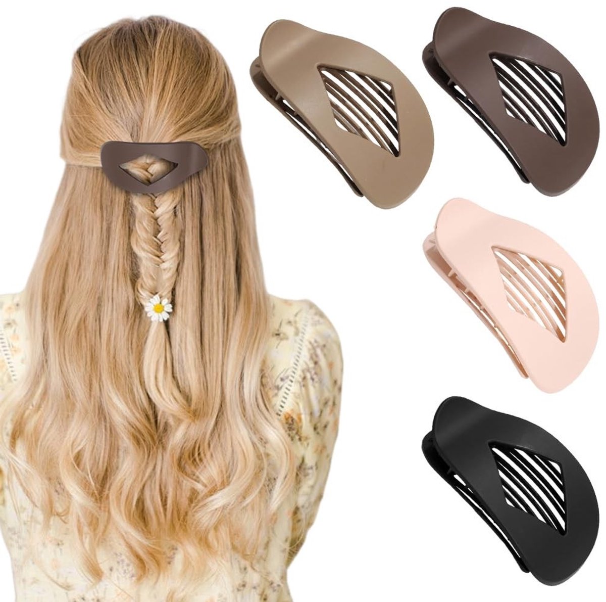 Dailygoods - Set van 4 Platte Haarspelden voor Dames met Sterke Grip