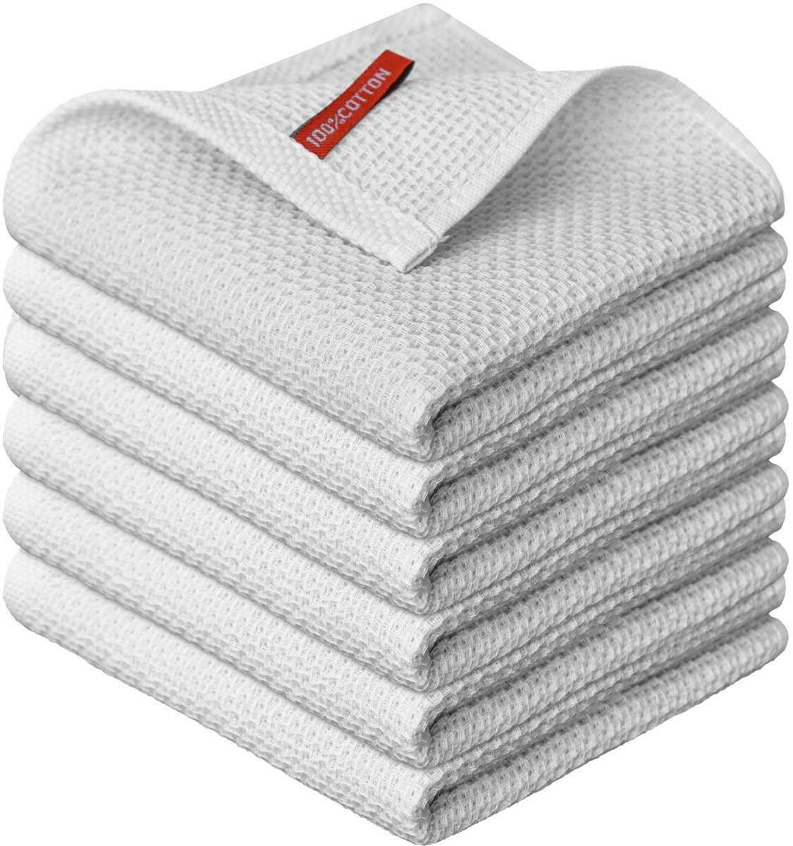 Dailygoods - Lichtgrijze Katoenen Keukendoeken, Set van 6, 30x30 cm