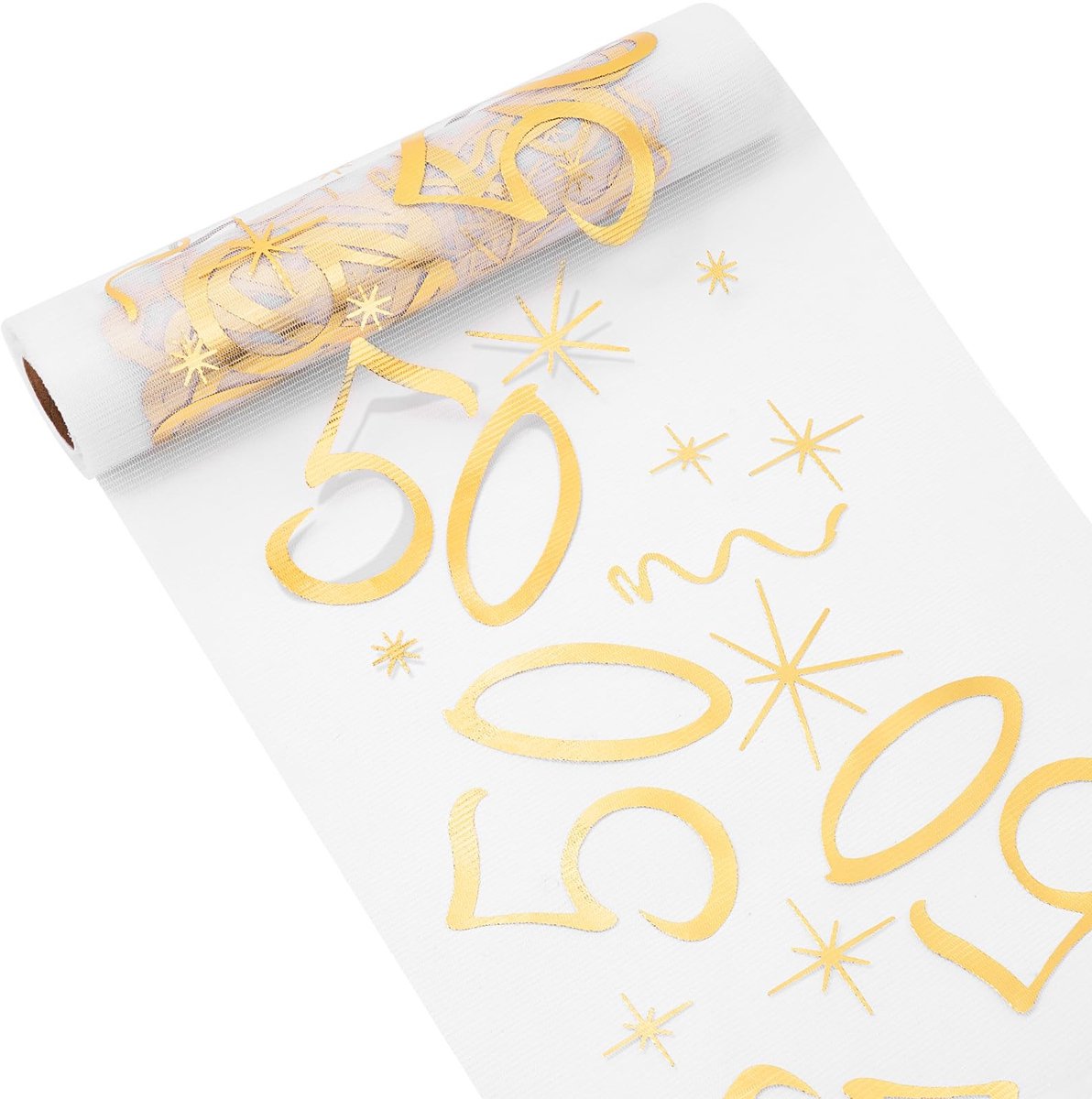 Dailygoods - Gouden Tafelloper voor 50e Verjaardag, 28 cm x 10 m