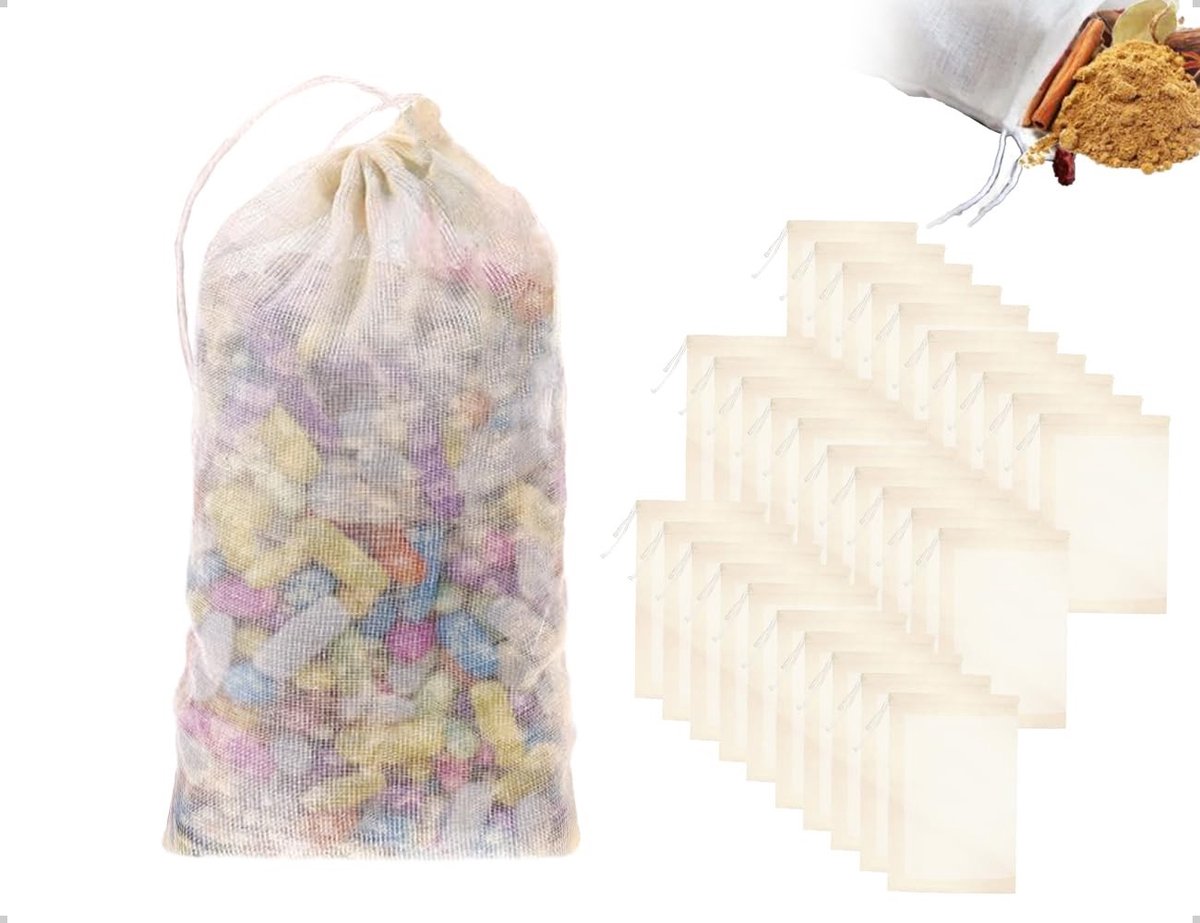 Dailygoods - Set van 30 Herbruikbare Katoenen Kruidzakjes voor Koken en Thee