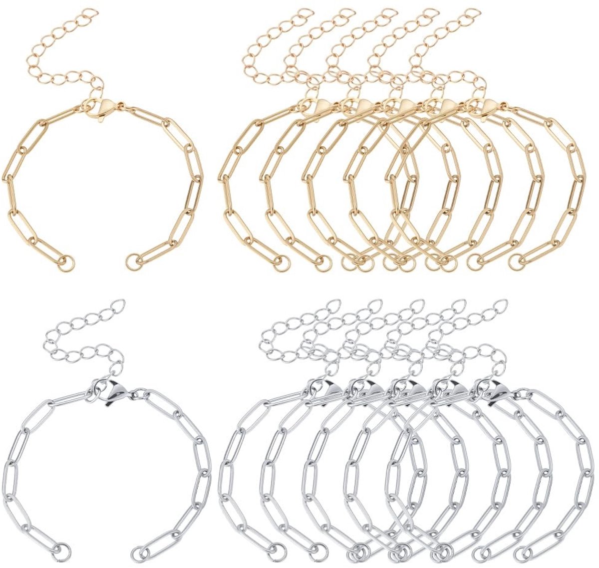 Dailygoods - Set van 6 Roestvrij Stalen Schakelarmbanden voor Sieraden