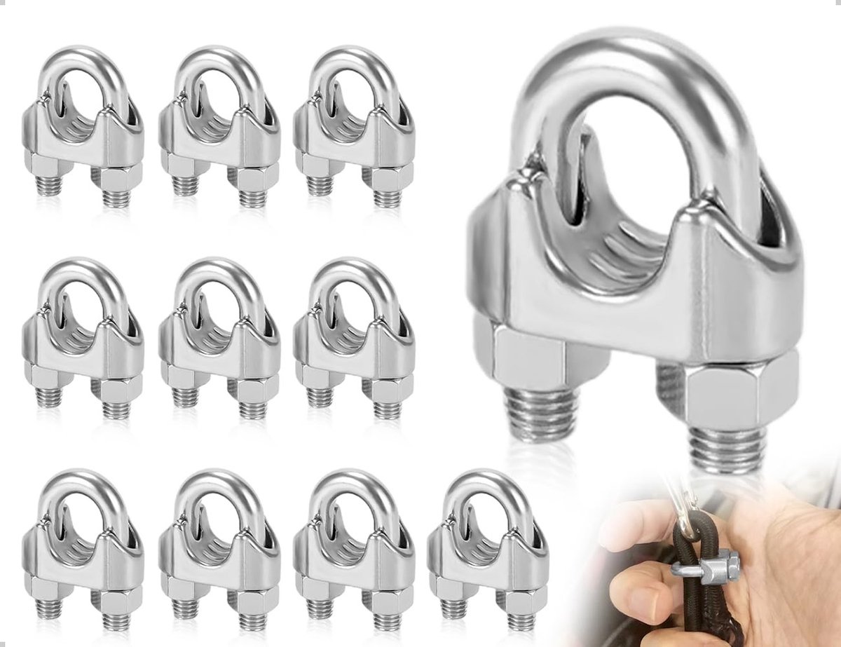 Dailygoods - Set van 10 Roestvrij Stalen Kabelklemmen voor Kabelverbindingen