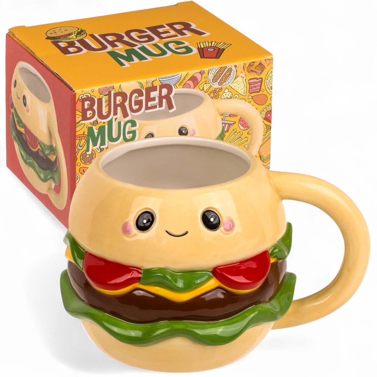 Dailygoods - Kawaii Burgerbeker 440 ml in Grappige Burgerlook