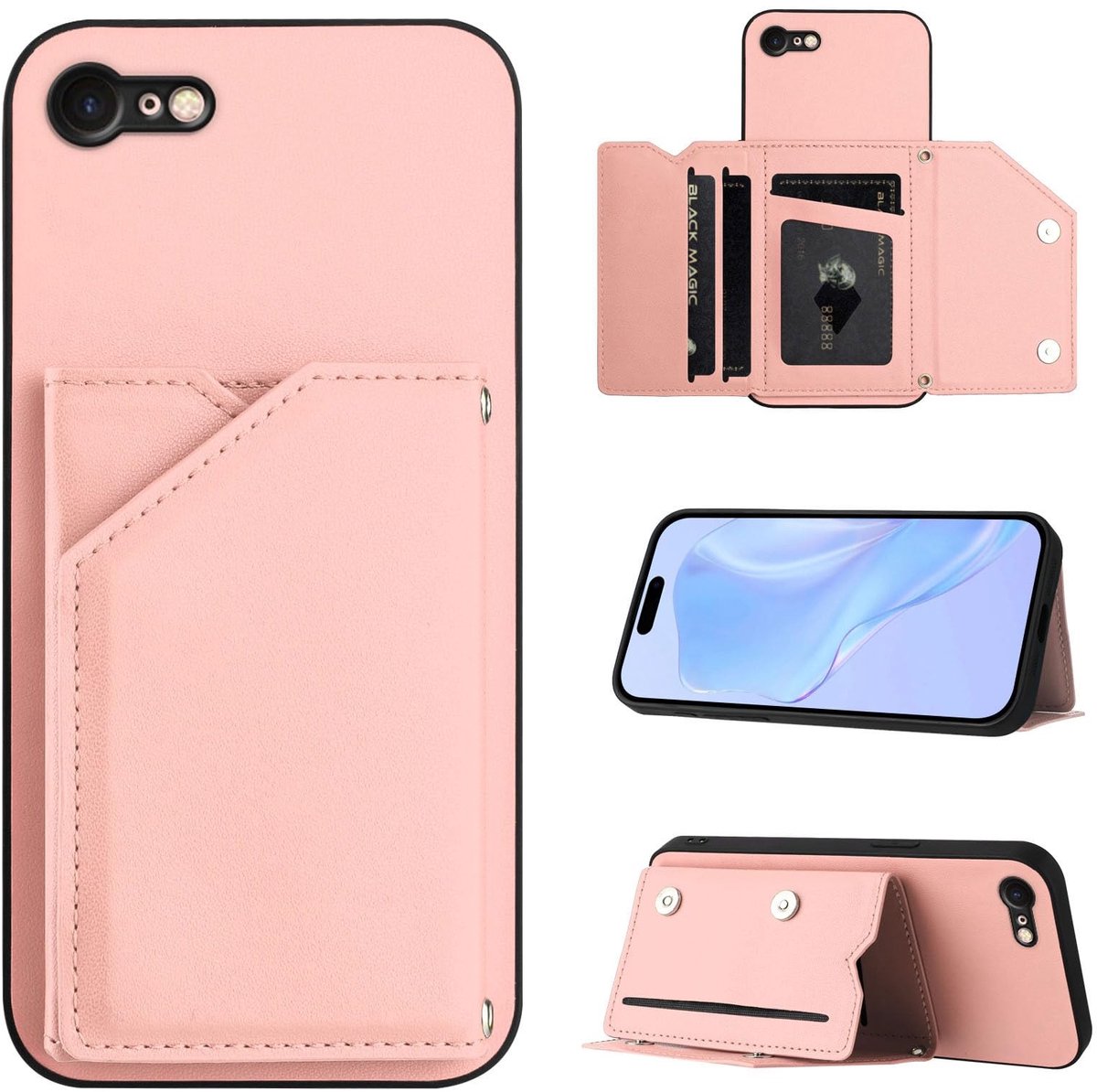 Dailygoods - Slanke Portemonnee Hoes voor iPhone 16E met Magneetsluiting