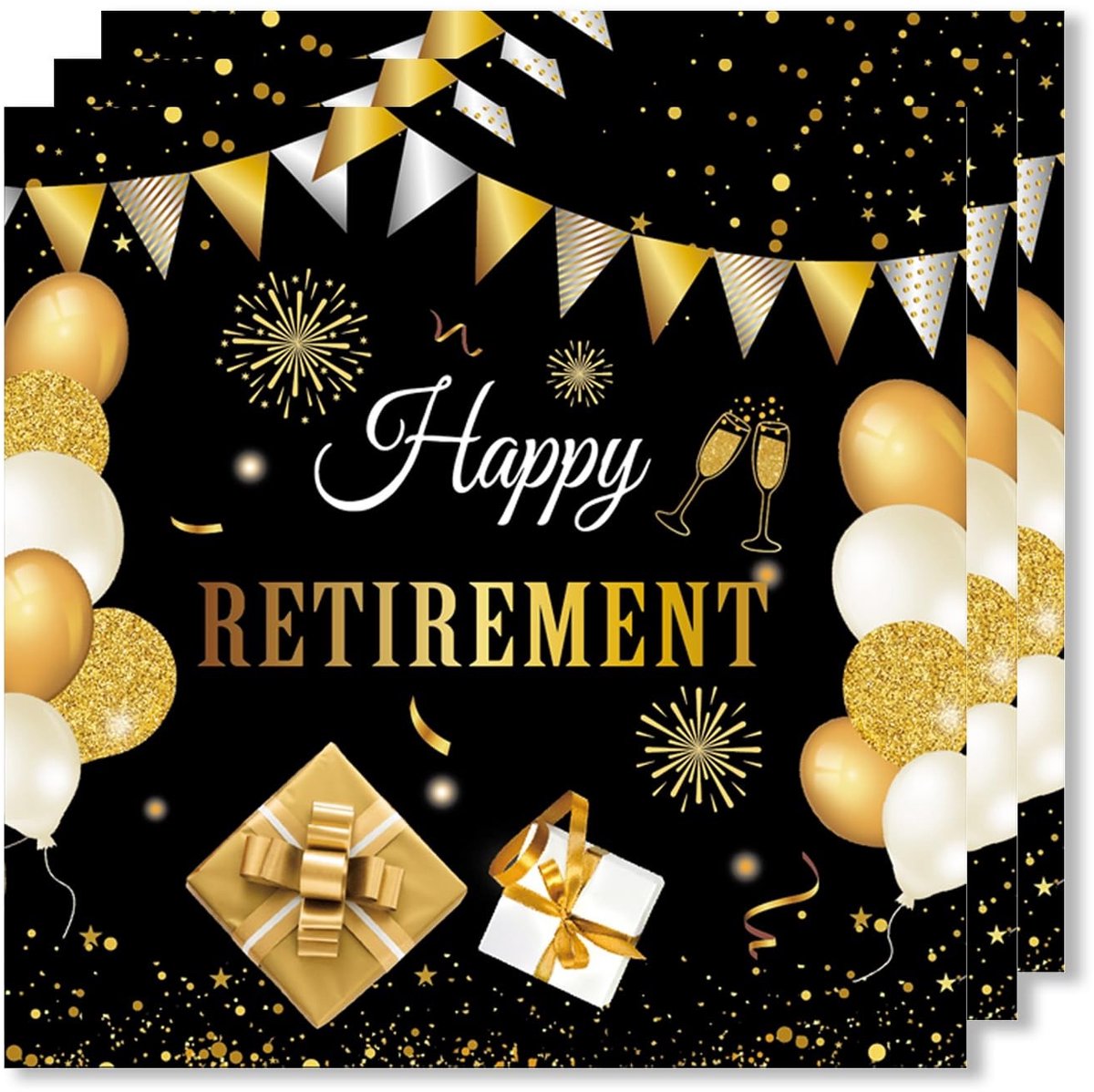 Dailygoods - 20 Stuks Zwart Gouden Pensioen Servetten voor Feesten