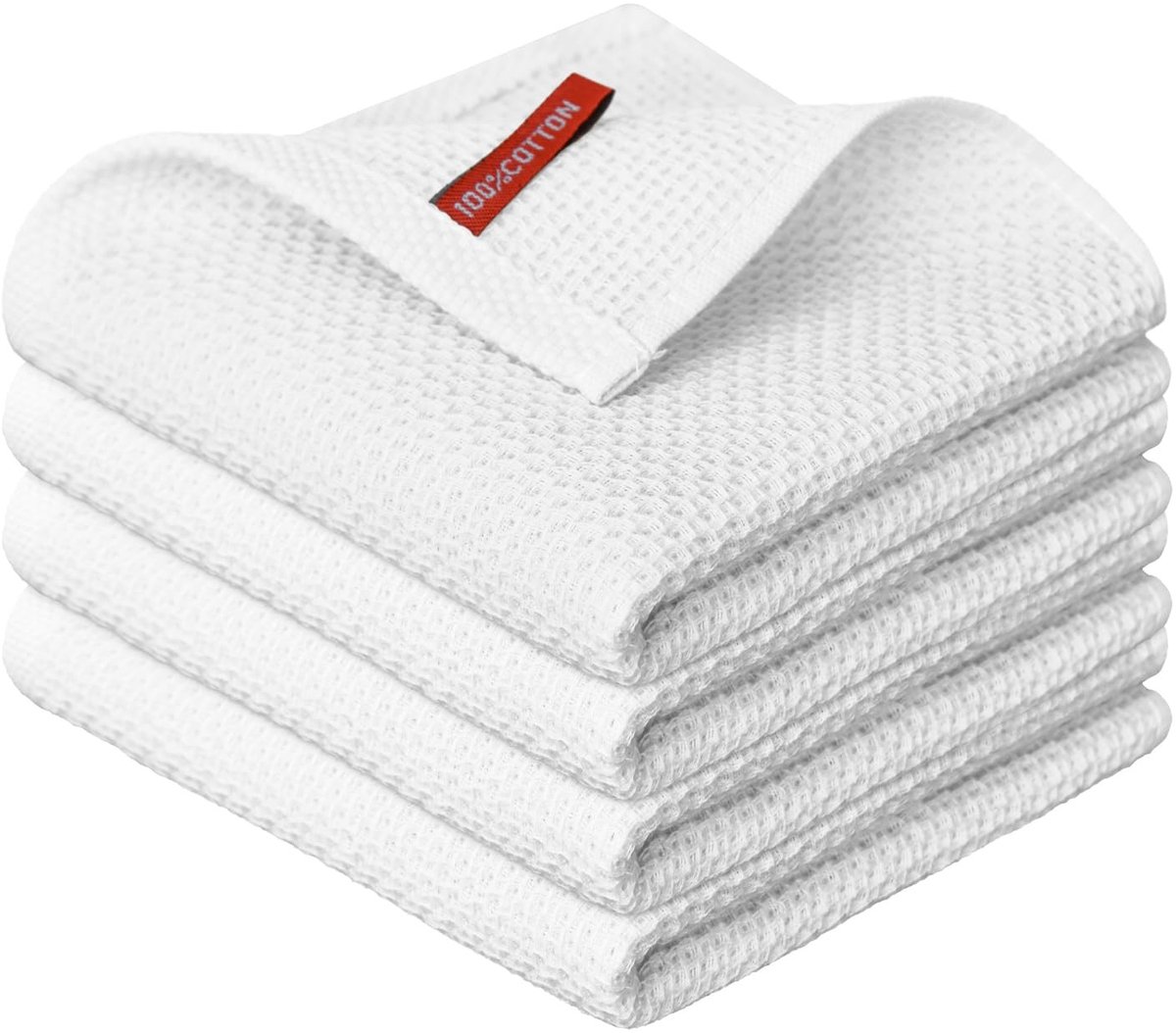 Dailygoods - Set van 4 Witte Katoenen Keuken Reinigingsdoeken