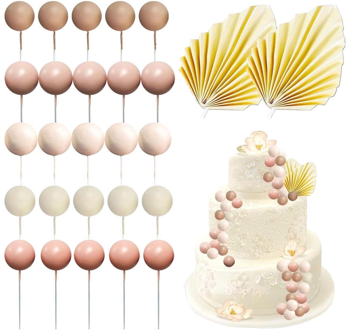 Dailygoods - Set van 27 Boho Taartdecoratieballen voor Feestjes