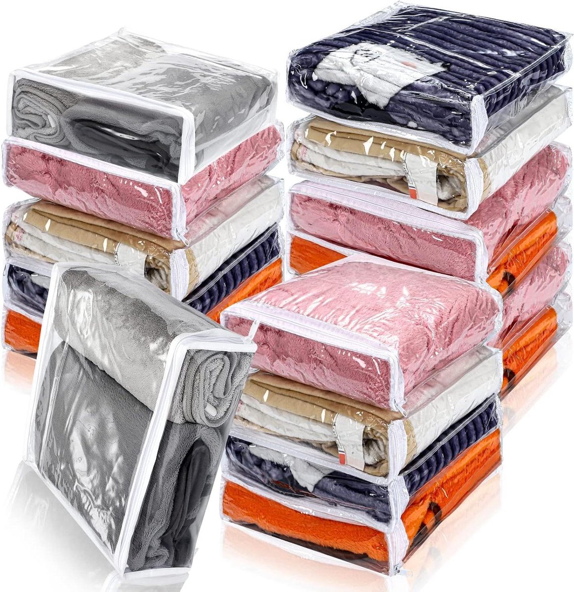 Opbergzakken Ritssluiting - Plastic Hoezen - Kleding Opbergen - Doorzichtig PVC Materiaal - 30x30x10 cm - Transparant